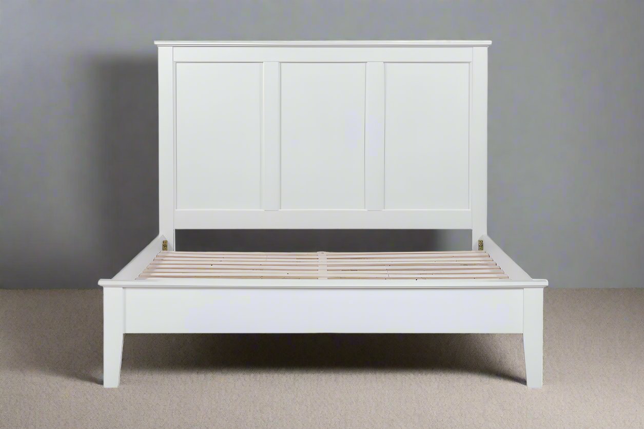 LISMORE White King Bed Panel Headboard Pine Wood Low Foot End