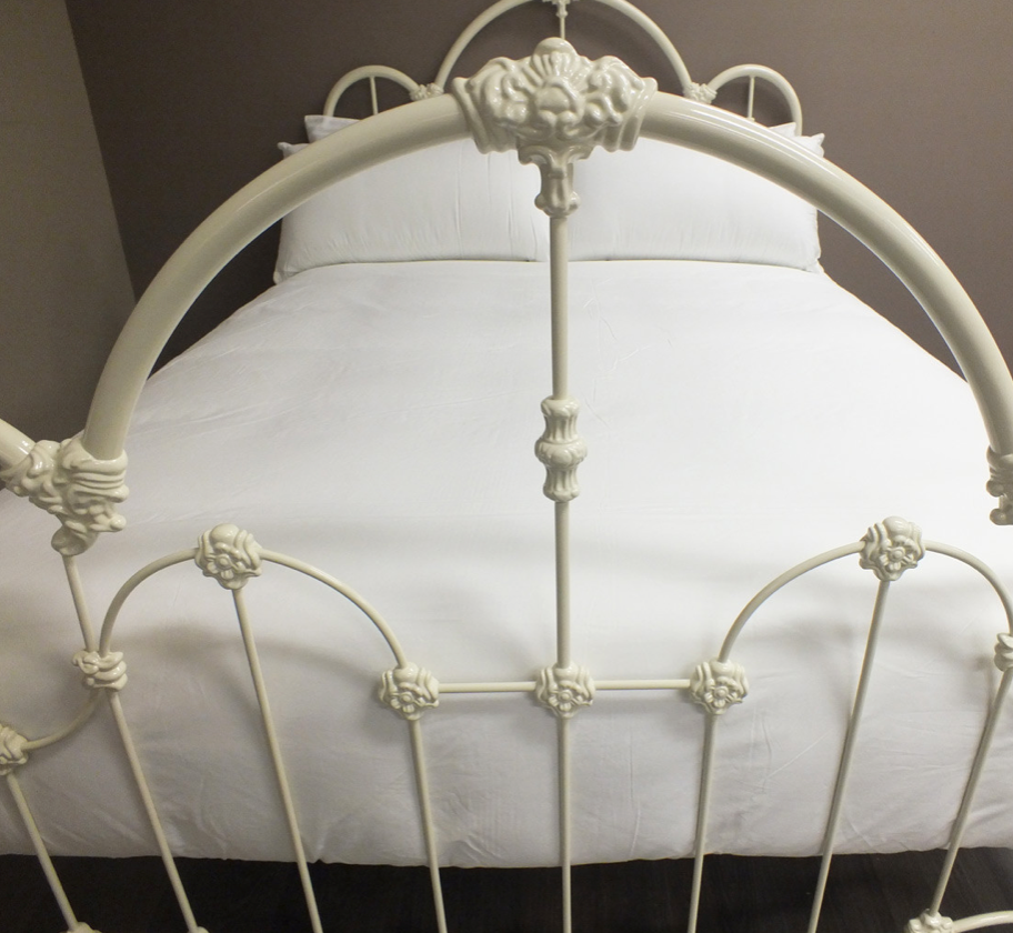 CROMWELL King Size Cast and Wrought Iron Bed Antique White Ex Display Boxed