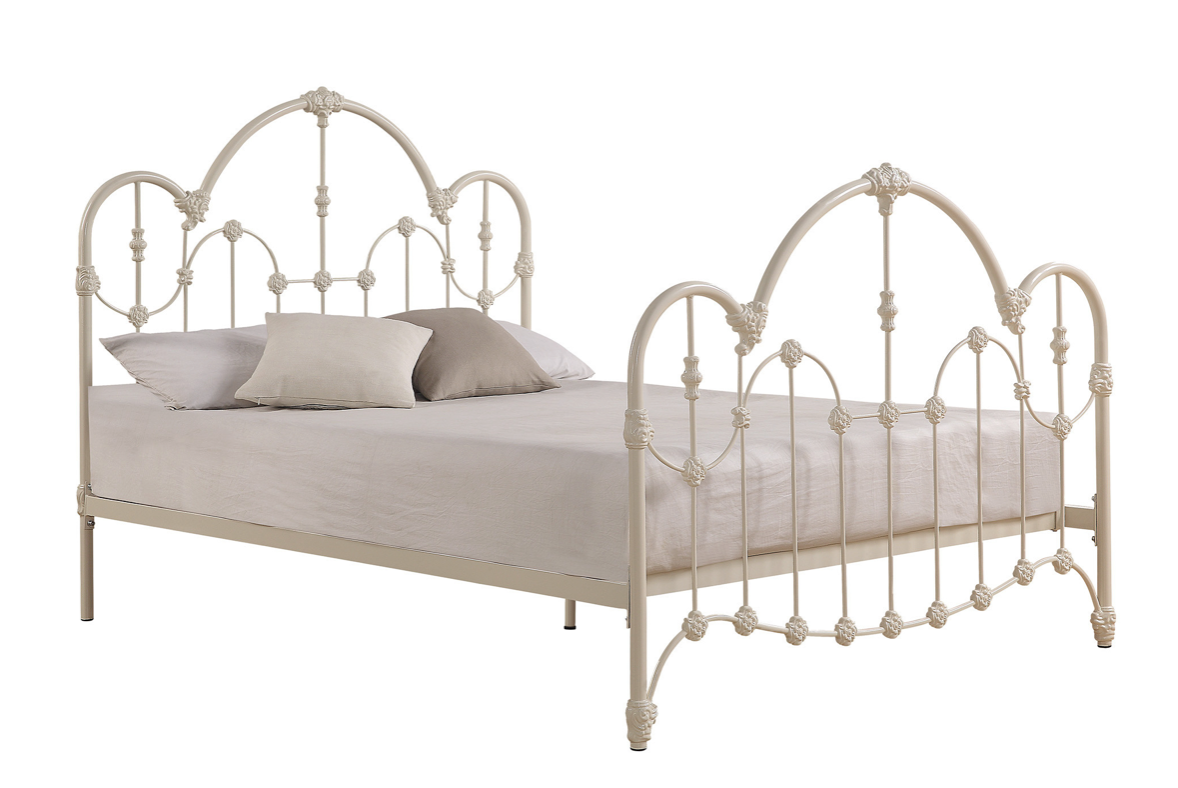 CROMWELL King Size Cast and Wrought Iron Bed Antique White Ex Display Boxed