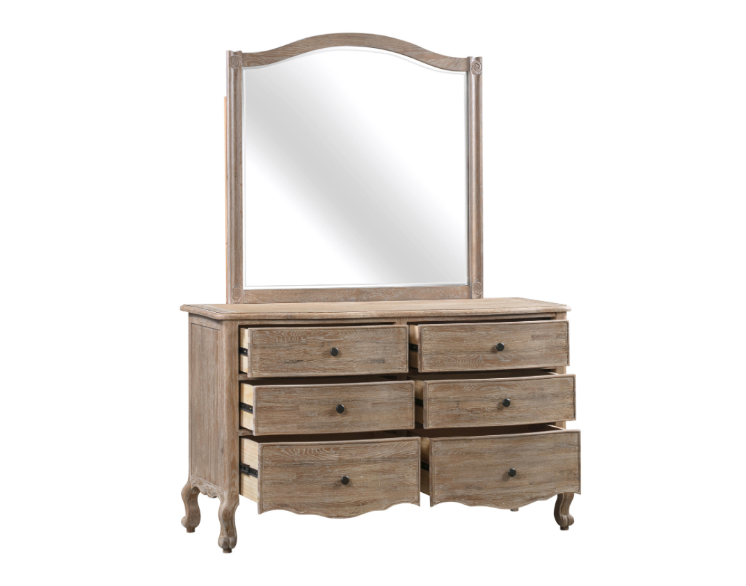 DAUPHINE Dressing Table Mirror Oak Brushed Weathered Finish