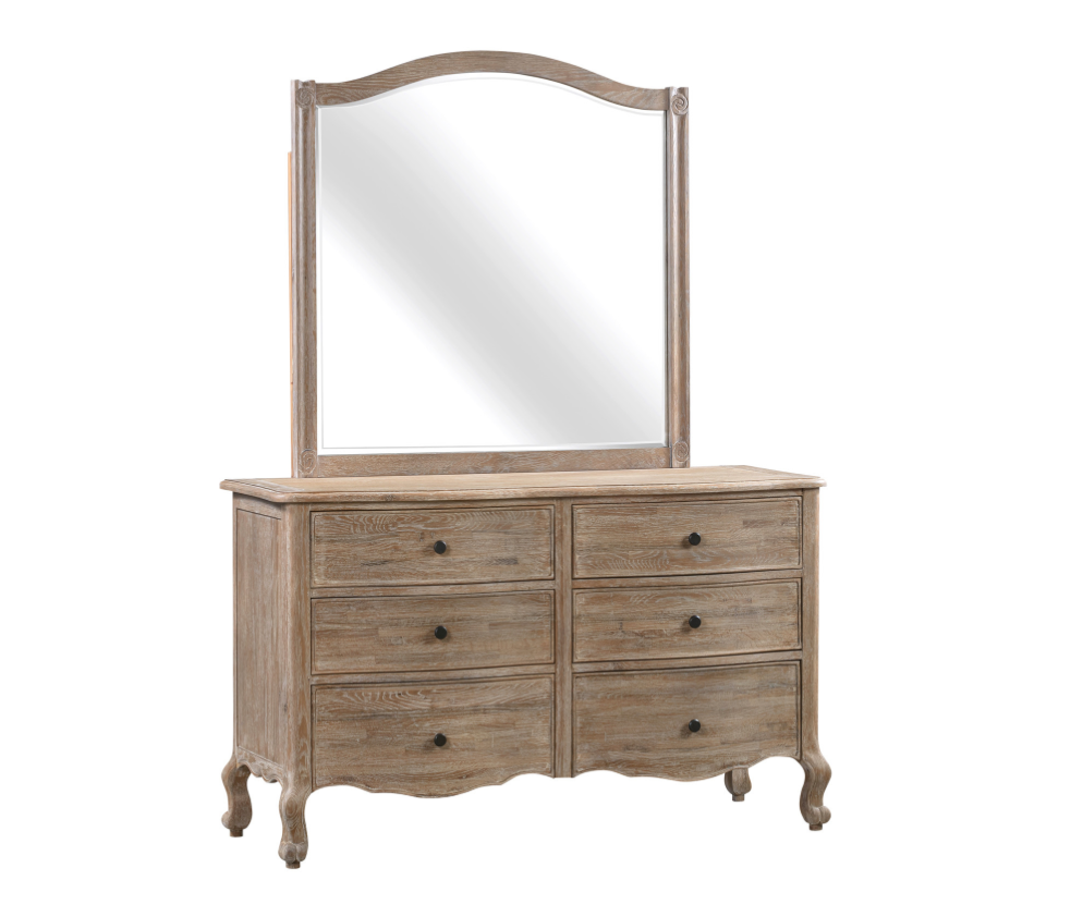 DAUPHINE Dressing Table Mirror Oak Brushed Weathered Finish