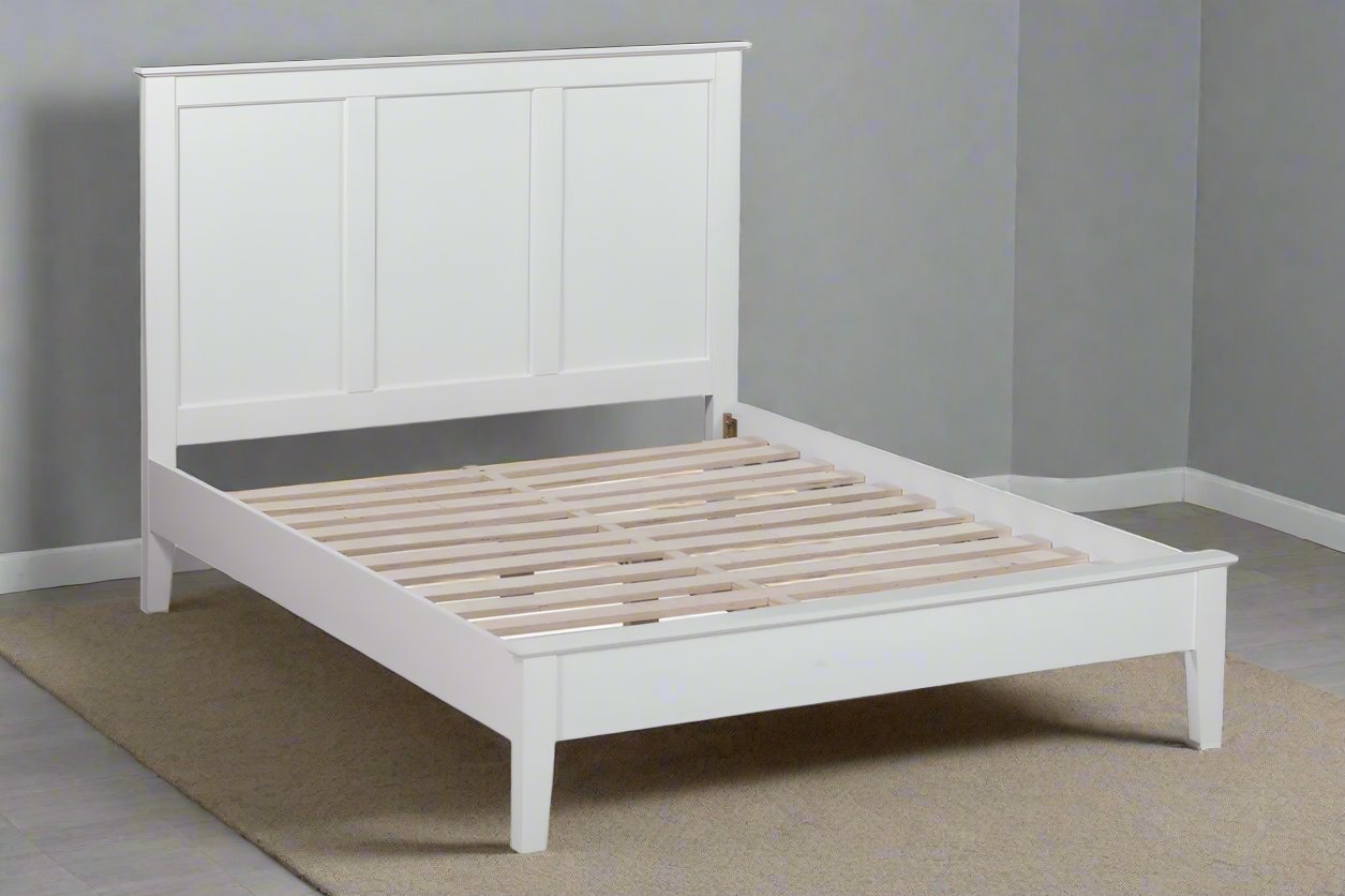 LISMORE White King Bed Panel Headboard Pine Wood Low Foot End