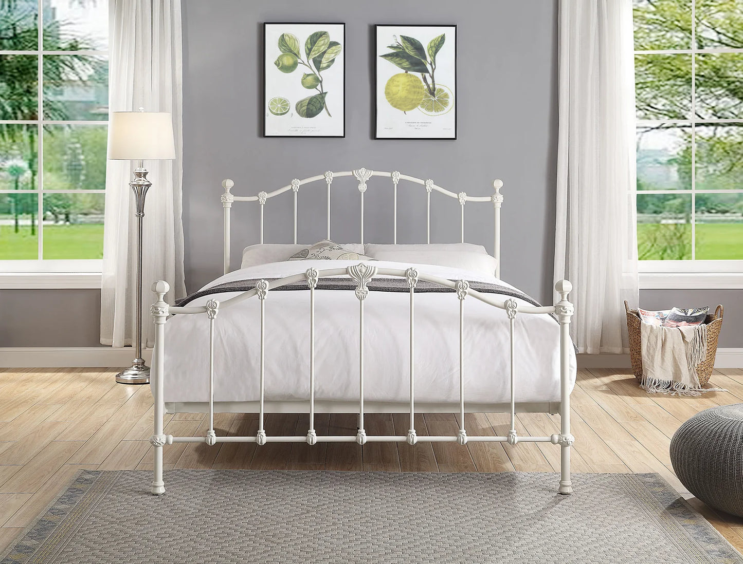 VERMONT King Single Cast Bed Antique White - Ex Display Boxed
