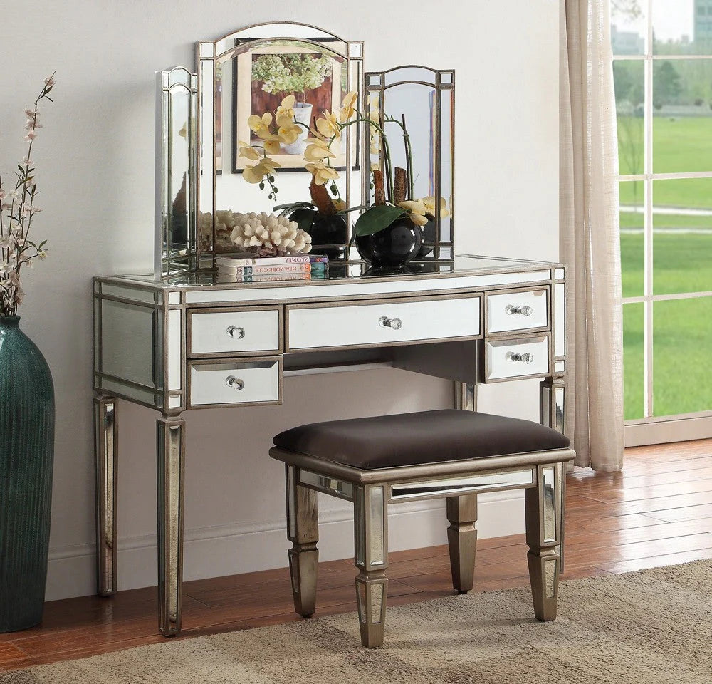 Versailles 5 Drawer Mirrored Dressing Table