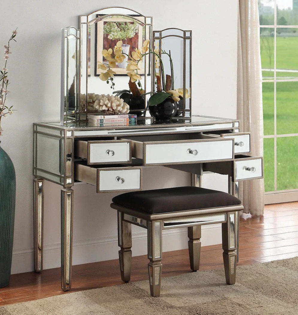 Versailles 5 Drawer Mirrored Dressing Table