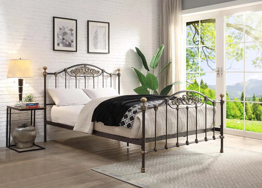 HAWTHORNE King Size Cast Iron Bed Bronze/Gold Finish Ex -Display Boxed