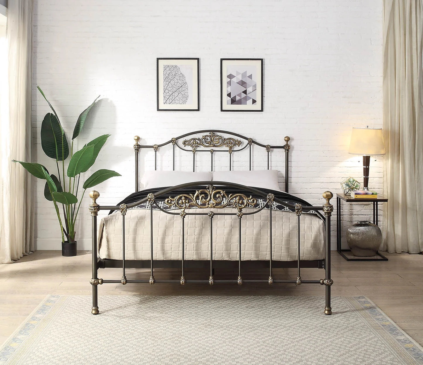 HAWTHORNE King Size Cast Iron Bed Bronze/Gold Finish Ex -Display Boxed