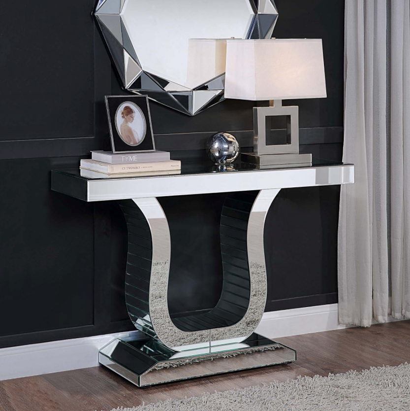 Clara Mirrored Console Hallway Table with U Shape Stand BA