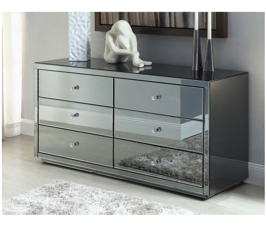 Smoked mirror hot sale chest of drawers
