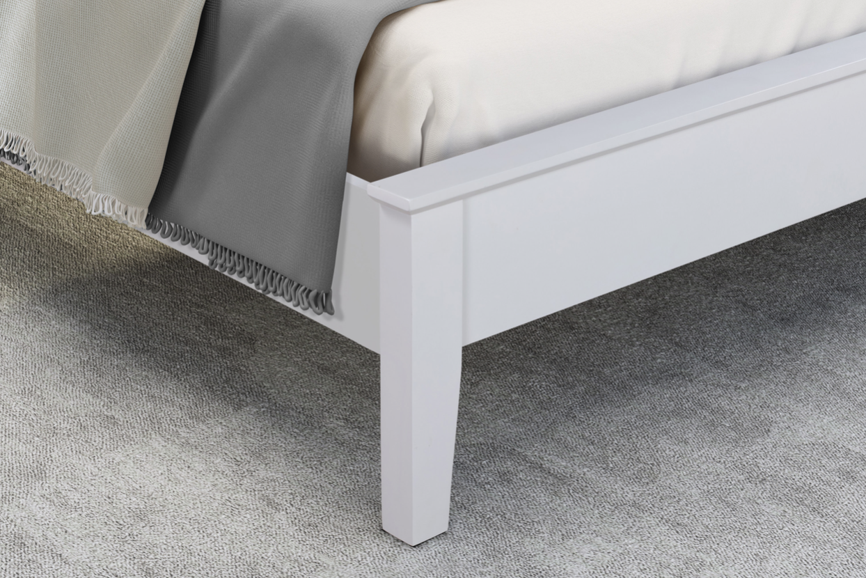 LISMORE White King Bed Panel Headboard Pine Wood Low Foot End