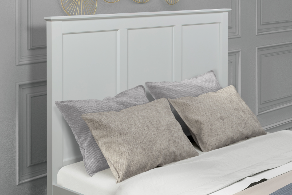 LISMORE White King Bed Panel Headboard Pine Wood Low Foot End