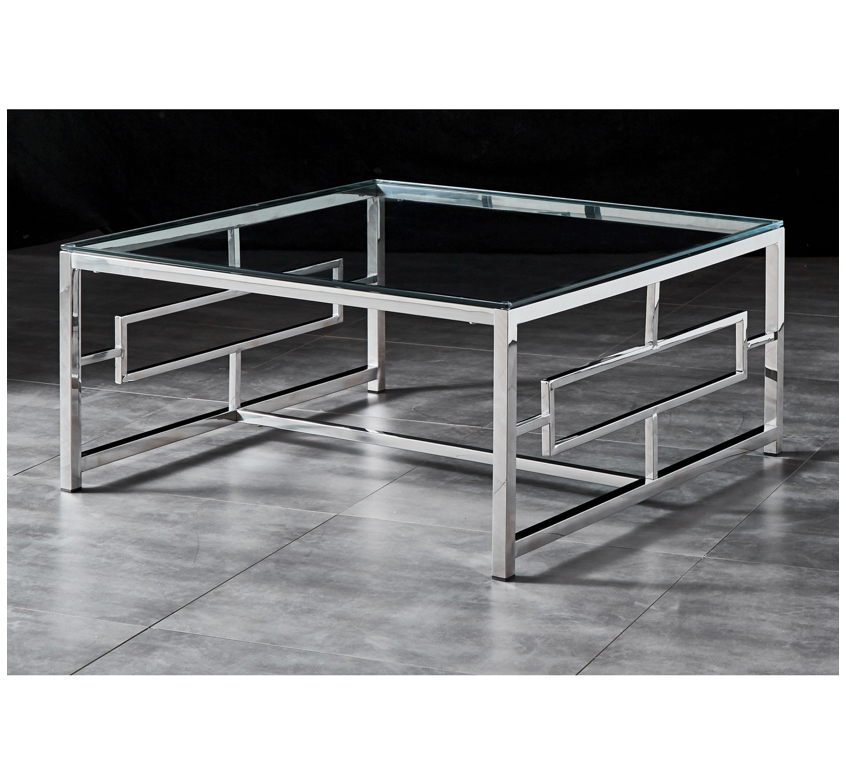 JORDAN Coffee Table Stainless Steel and Tempered Glass