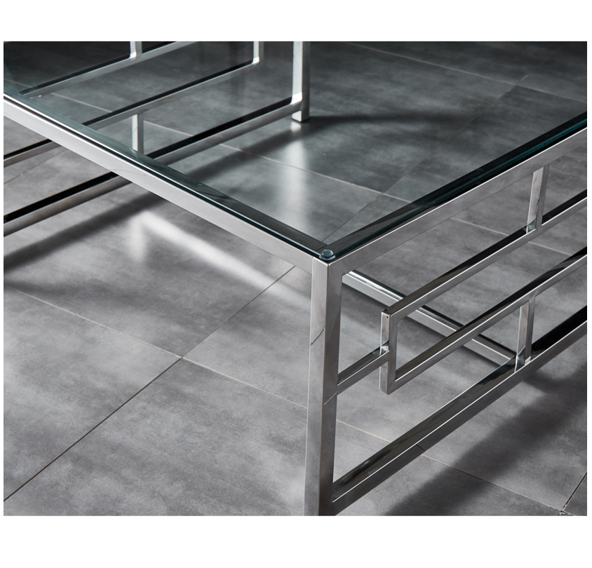 JORDAN Coffee Table Stainless Steel and Tempered Glass