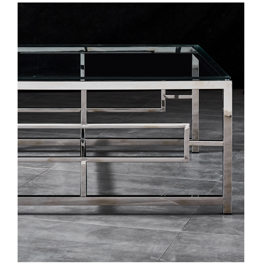 JORDAN Coffee Table Stainless Steel and Tempered Glass