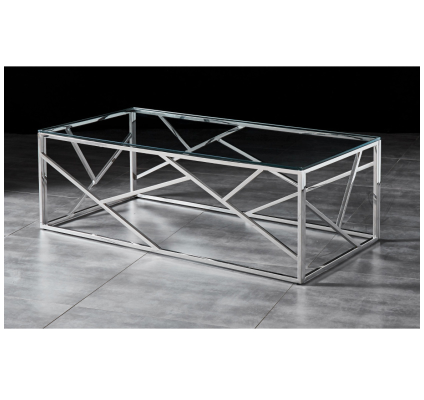 LEO Coffee Table Stainless Steel and Tempered Glass