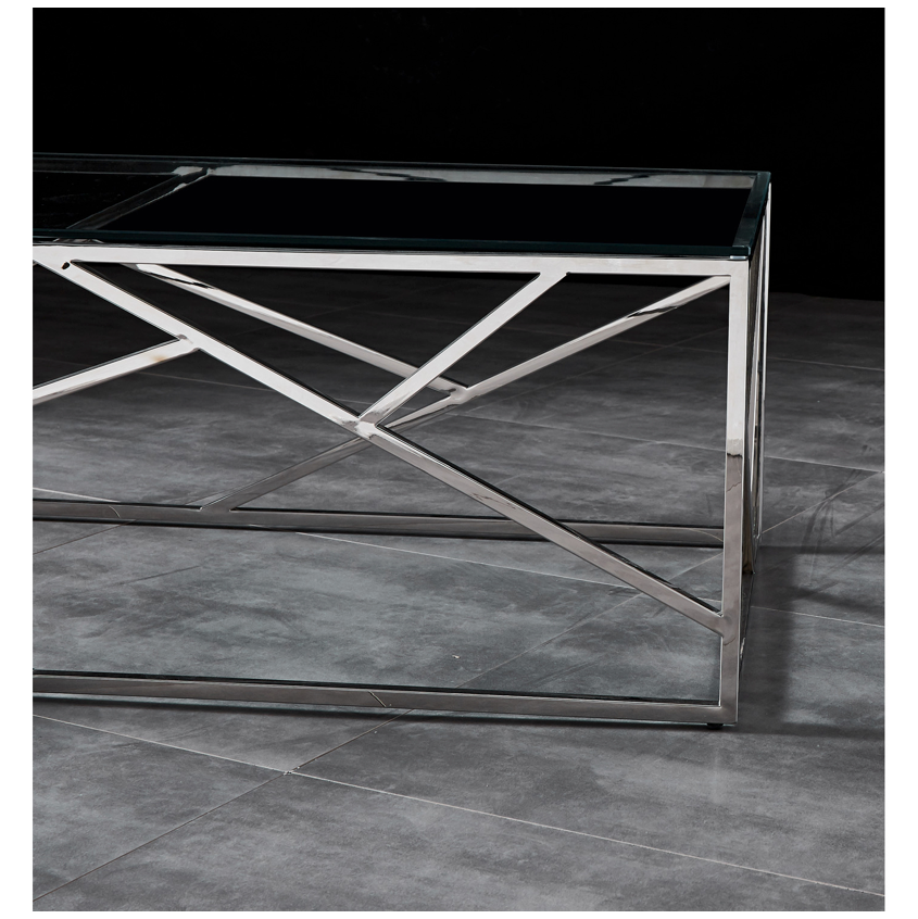 LEO Coffee Table Stainless Steel and Tempered Glass