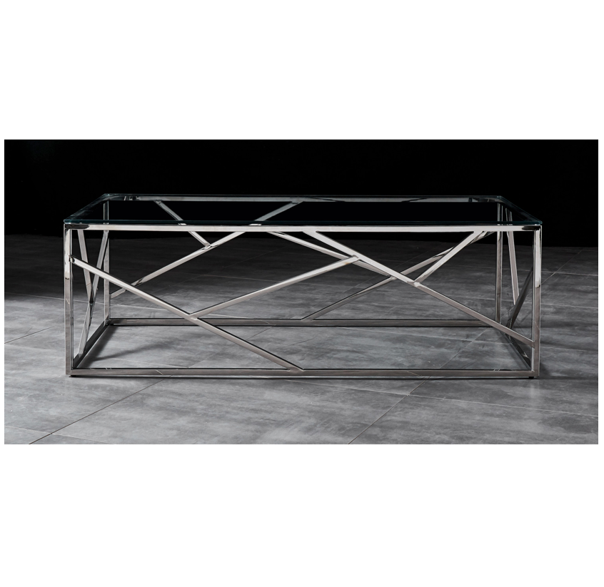 LEO Coffee Table Stainless Steel and Tempered Glass