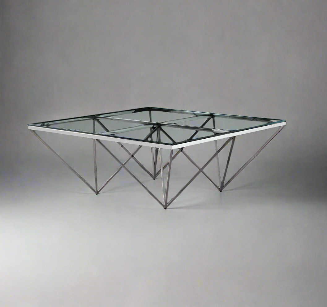 BRIGHTON Coffee Table Stainless Steel and Tempered Glass