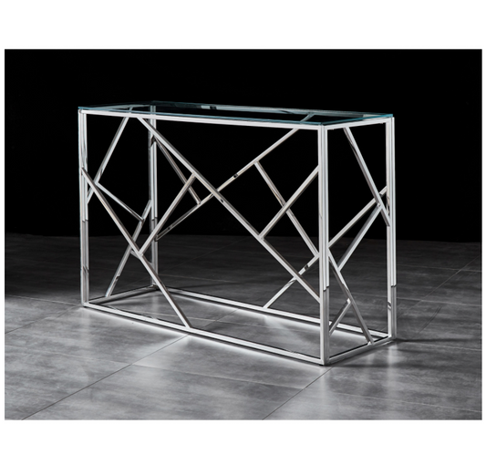Leo Hallway Table Console Stainless Steel and Glass