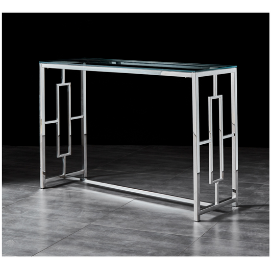 Jordan Hallway Table Console Stainless Steel and Glass