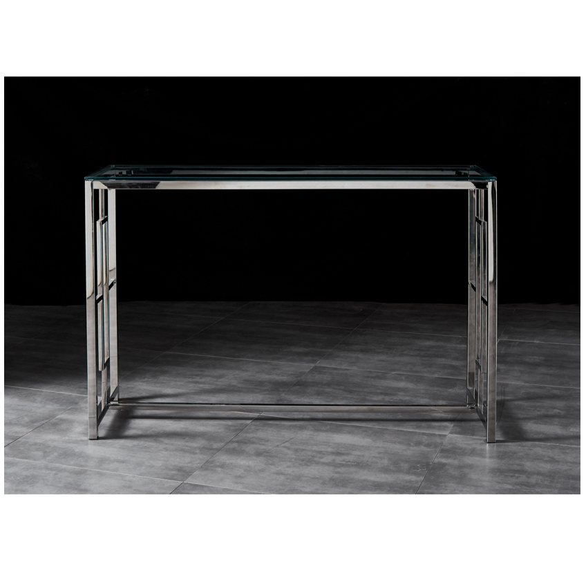 Jordan Hallway Table Console Stainless Steel and Glass