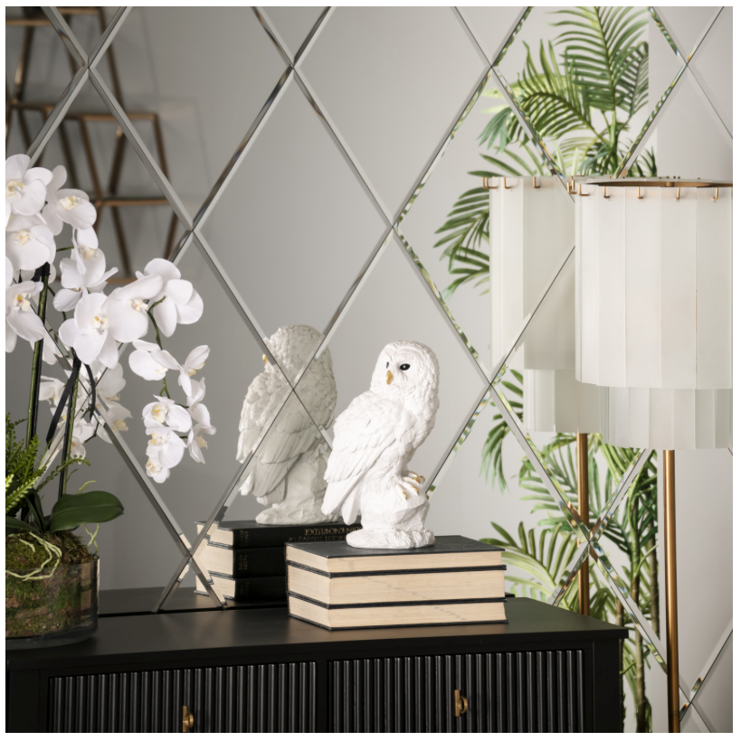 Mirror Wall Tiles Diamond Shape Beveled Edge Box of 6 Tiles
