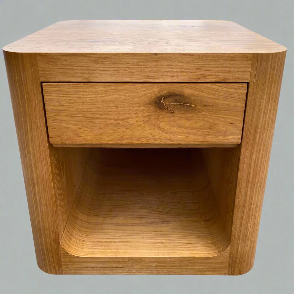 Twilight Curved Oak 1 Drawer Bedside Table Natural Finish - B Stock