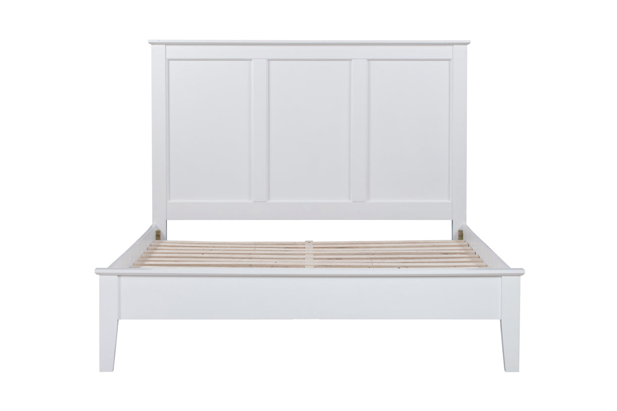 LISMORE White Queen Bed Panel Headboard Pine Wood Low Foot End