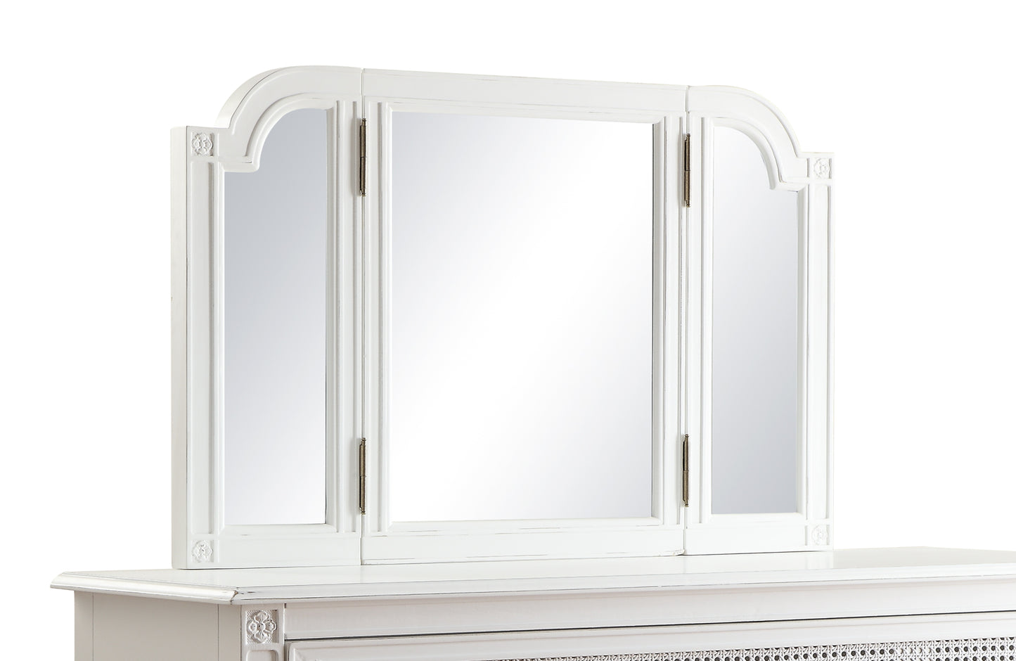 Bordeaux White French Provincial Style Tri-Fold Mirror