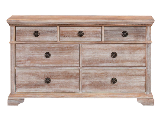 CAPRI Dressing Table 7 Drawers with Mirror Acacia Wood