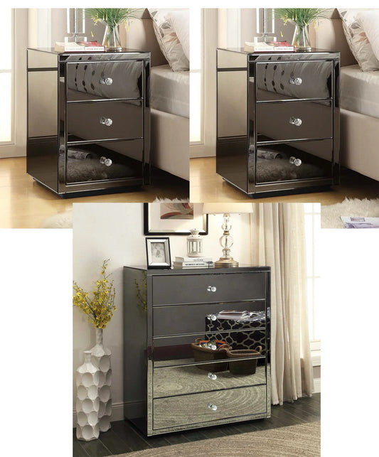 Roma Smoke Bedside Table and Tallboy Package