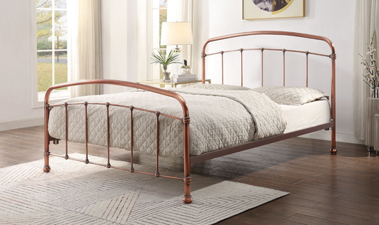 VICTORIA King Bed Antique Distressed Copper Effect Plated Finish