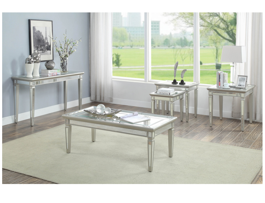 GRACE Nest of Tables Mirrored Panels Toughened Glass Top