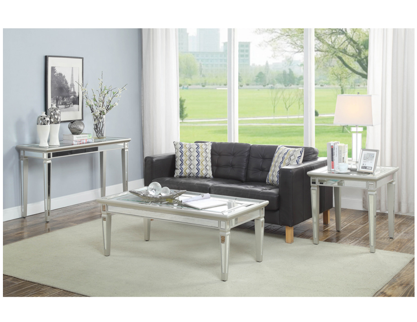 GRACE Coffee Table Mirrored Panels with Toughened Glass Top