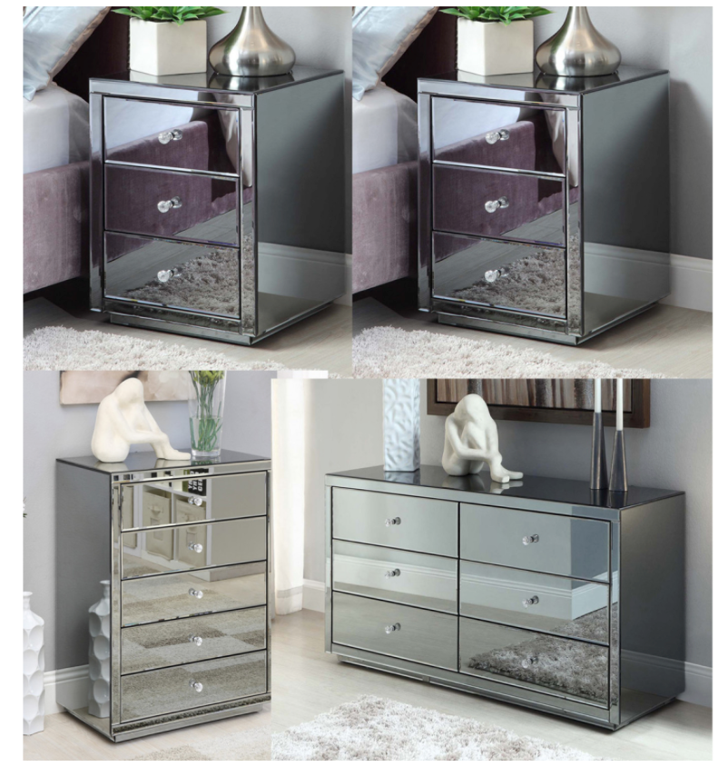 NEVADA Smoke Tallboy Bedside and Dresser Package