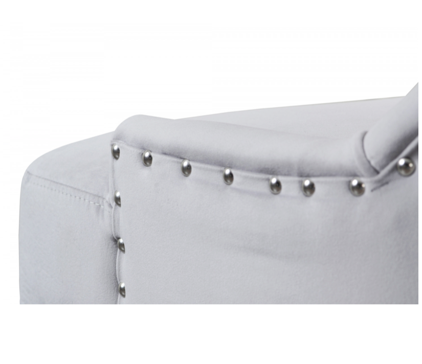 Torino Plush Dining Chair Dove Grey Velvet With Chrome Details & Chrome Rear Handle