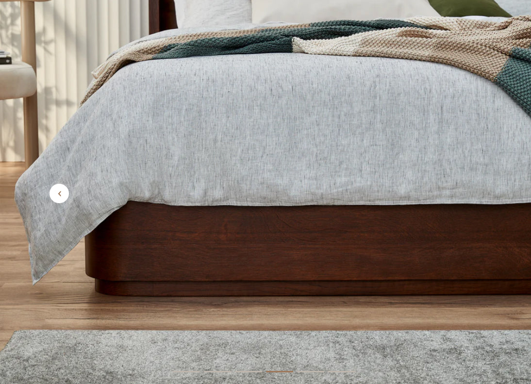 TWILIGHT Queen Bed Curved Oak Walnut Finish - Factory Second