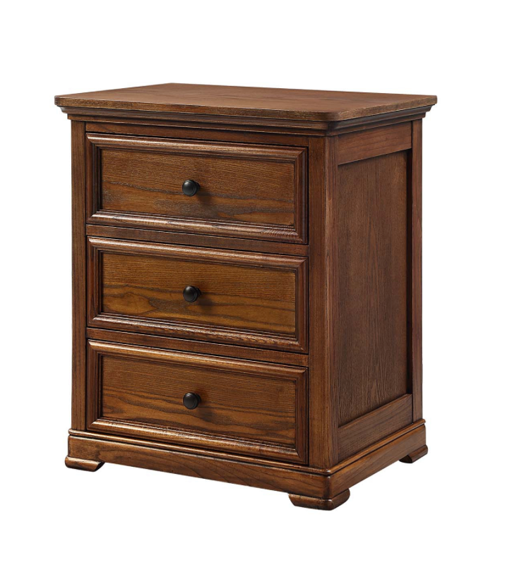 Windsor 3 Drawer Ash Bedside Table - Walnut