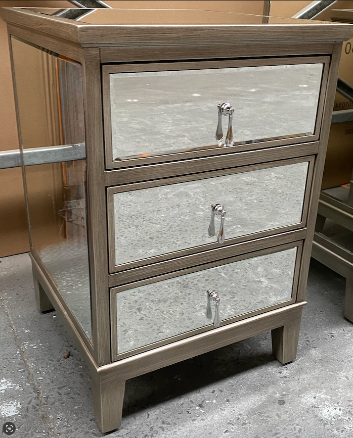 GATSBY Bedside Table - Antique Silver Brushed