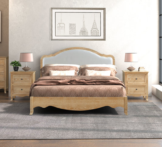 LIANA King European Oak & Upholstered Bed