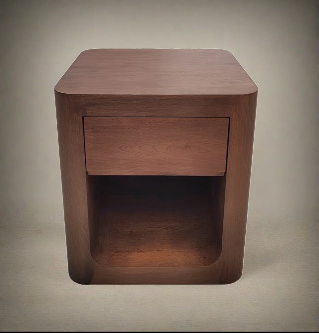  Curved Oak Bedside Table 1 Drawer Aged Oak finish