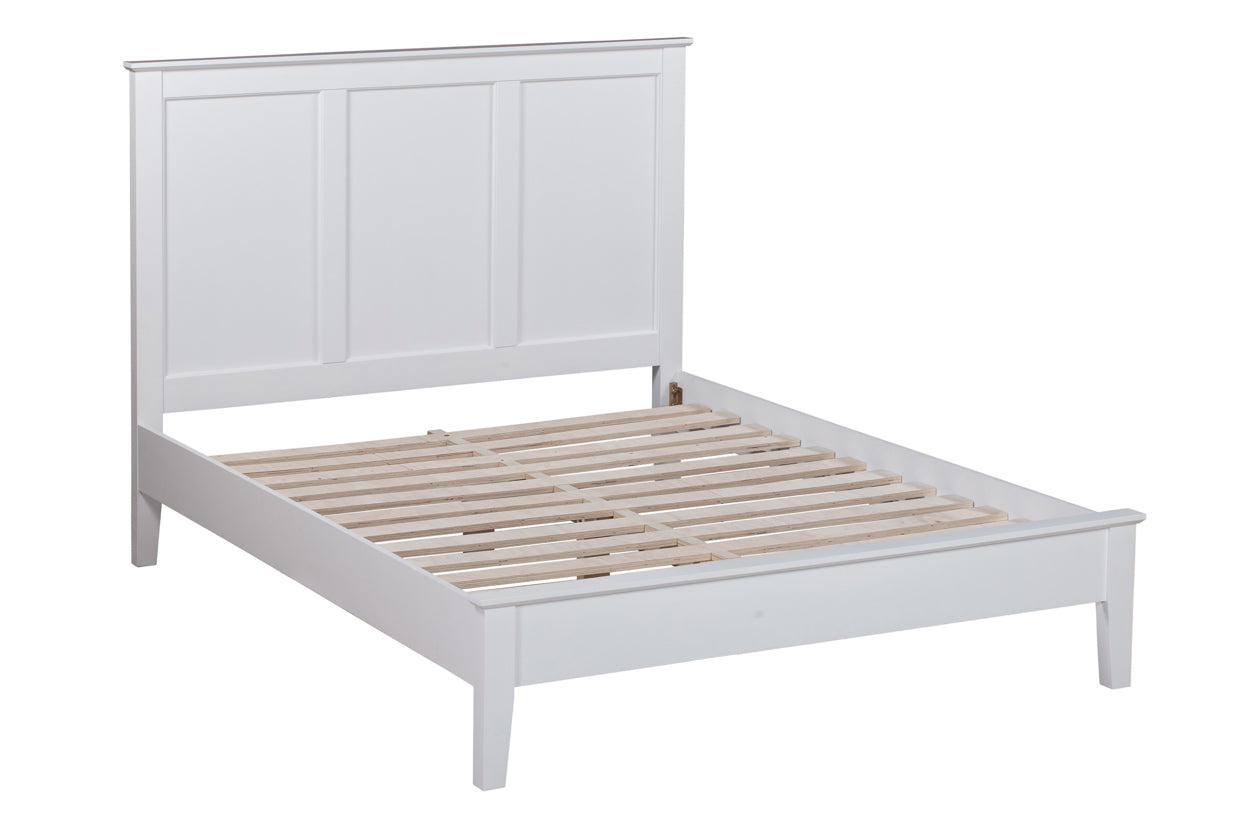 LISMORE White Queen Bed Panel Headboard Pine Wood Low Foot End