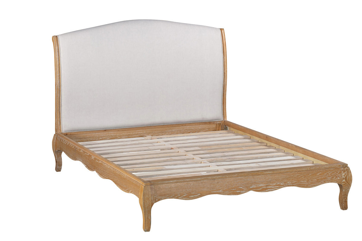 ONTARIO QUEEN Bed Oak & Upholstered Weathered Provincial Finish