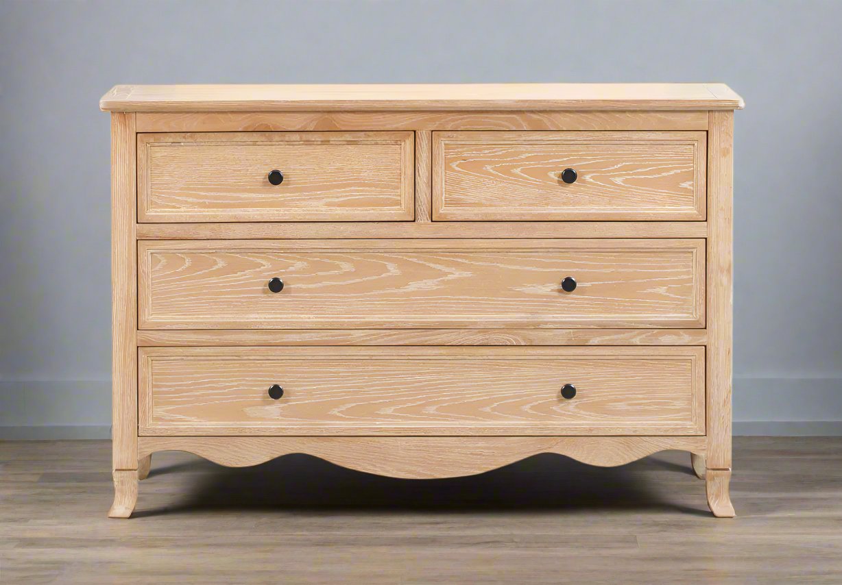 LIANA European Oak Dressing Table 4 Drawers Wire Brushed Finish