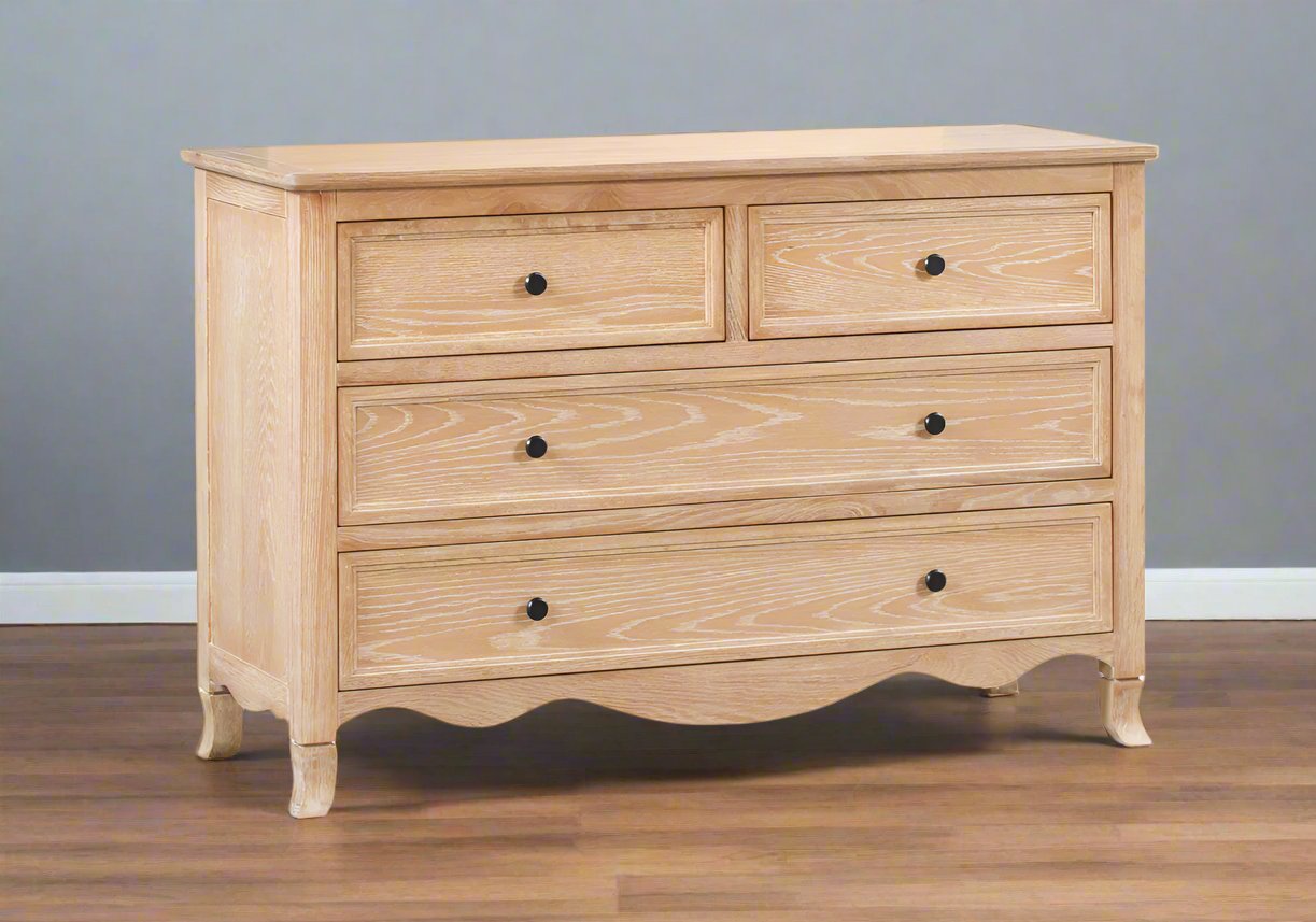 LIANA European Oak Dressing Table 4 Drawers Wire Brushed Finish