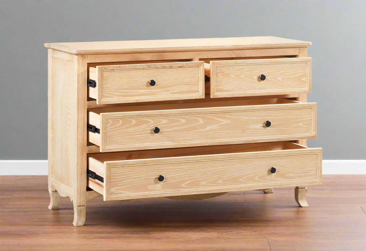 LIANA European Oak Dressing Table 4 Drawers Wire Brushed Finish