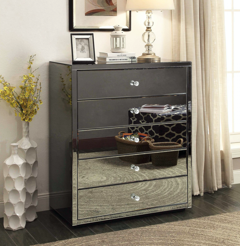 Roma Smoke Mirror Tallboy 5 Drawers