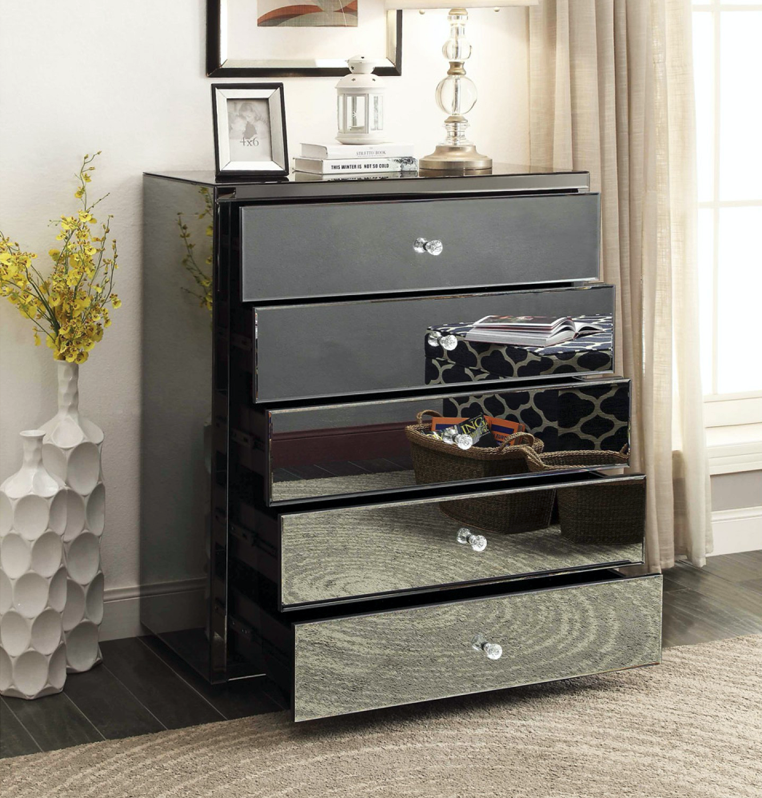 Roma Smoke Mirror Tallboy 5 Drawers