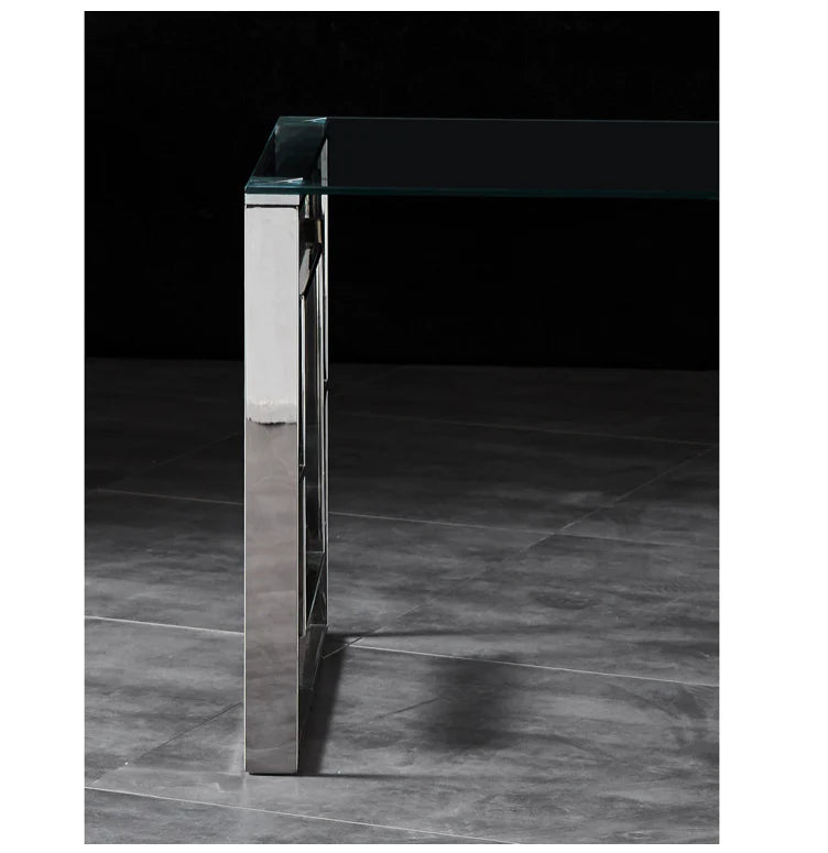 DALTON Side Table Stainless Steel and Tempered Glass