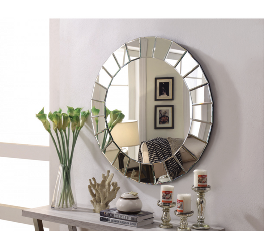 LEO Wall Mirror Round Shape with decorative edges 90cm Diameter